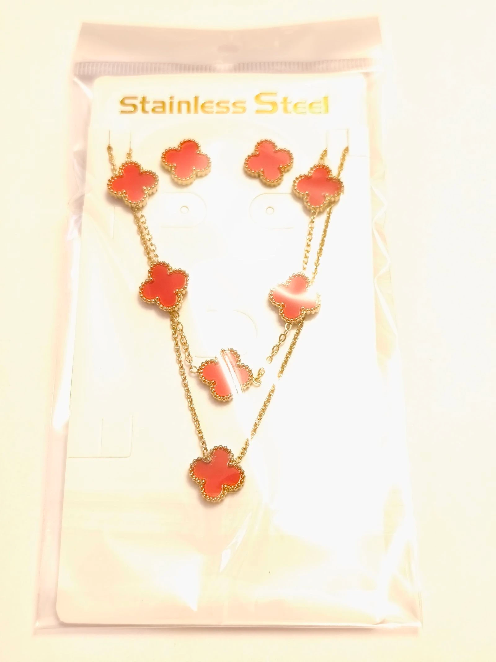 Conjunto de gargantilha, pulseira e brincos de trevo – photo 4